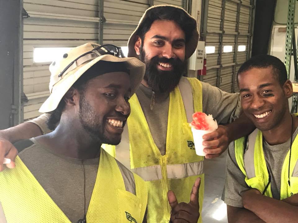 Greenscape  employees enjoying snow cone party